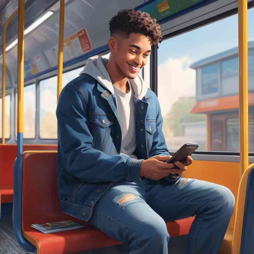 Um jovem rindo de algo que está lendo em um WebBook Werneck Editorial.